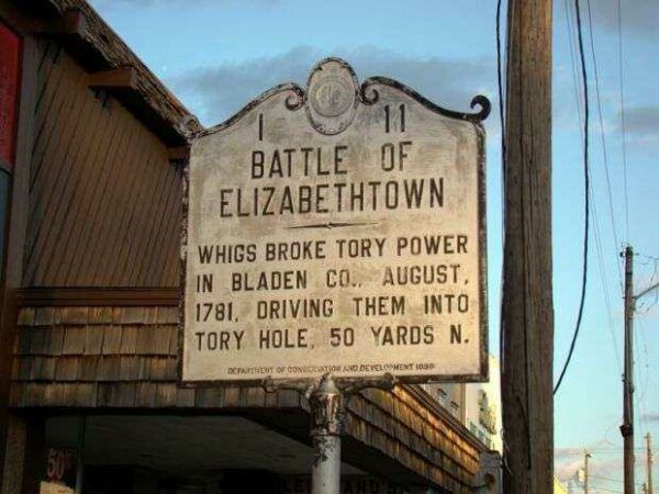 BATTLE OF ELIZABETHTOWN REVOLUTIONARY WAR MEMORIAL MARKER
