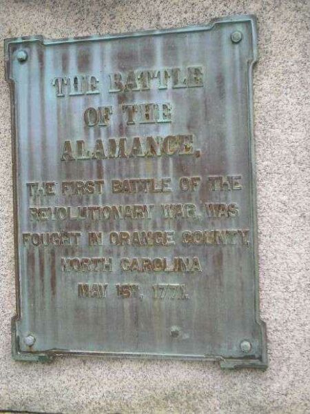 THE BATTLE OF THE ALMANCE WAR MEMORIAL PLAQUE