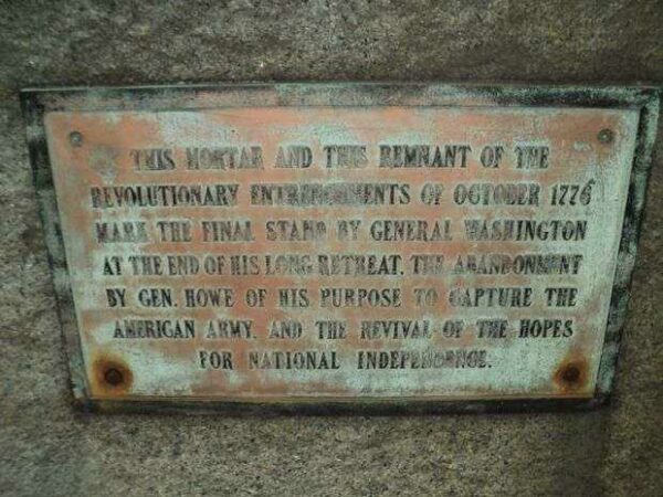 CENTER OF WASHINGTON’S ARMY MEMORIAL MORTAR PLAQUE B