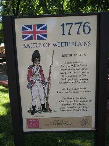 BATTLE OF WHITE PLAINS BRITISH WAR MEMORIAL MARKER FRONT