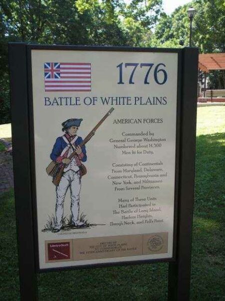 BATTLE OF WHITE PLAINS AMERICAN FORCES WAR MEMORIAL MARKER FRONT