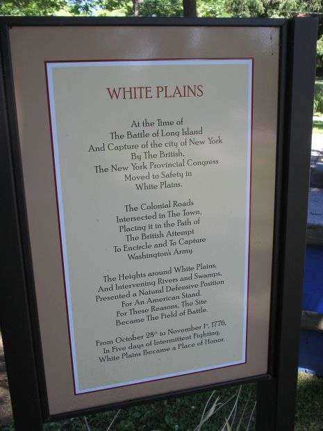 BATTLE OF WHITE PLAINS REVOLUTIONARY WAR MEMORIAL MARKER BACK
