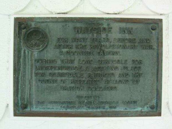 WAYSIDE INN REVOLUTIONARY WAR MEMORIAL PLAQUE