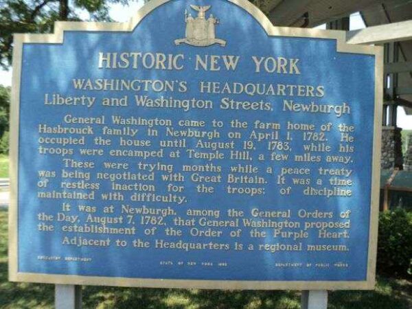 WASHINGTON’S HEADQUARTERS NEWBURGH REVOLUTIONARY WAR MEMORIAL MARKER