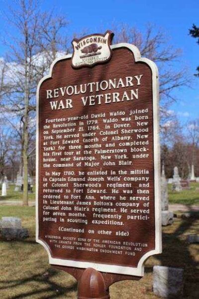 REVOLUTIONARY WAR VETERAN DAVID WALDO MEMORIAL MARKER FRONT