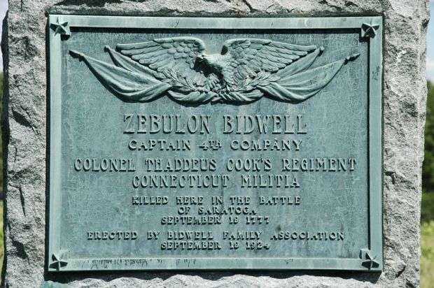 CAPTAIN ZEBULON BIDWELL REVOLUTIONARY WAR MEMORIAL