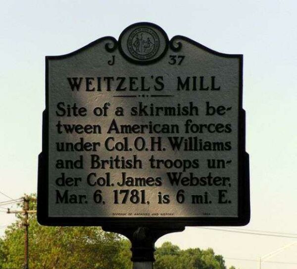 WEITZEL’S MILL REVOLUTIONARY WAR MEMORIAL MARKER
