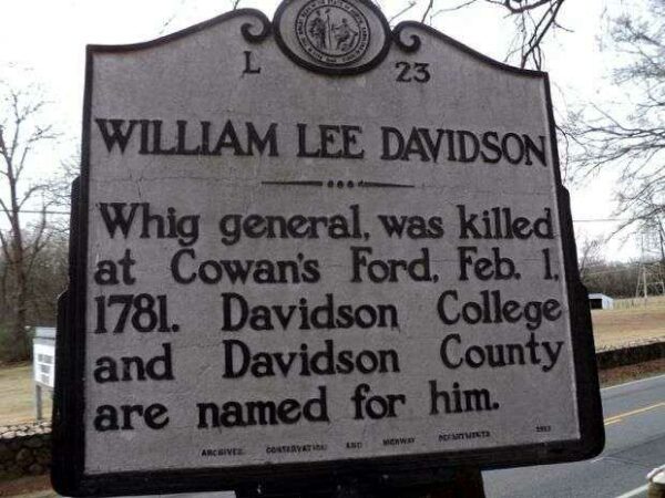 WILLIAM LEE DAVIDSON REVOLUTIONARY WAR MEMORIAL MARKER