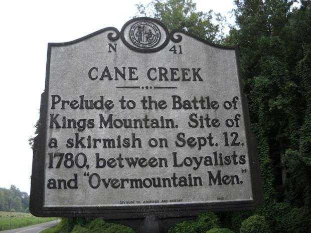 CANE CREEK REVOLUTIONARY WAR MEMORIAL MARKER