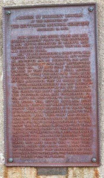 BROWN COUNTY ADDRESS BY PRESIDENT LINCOLN MEMORIAL PLAQUE