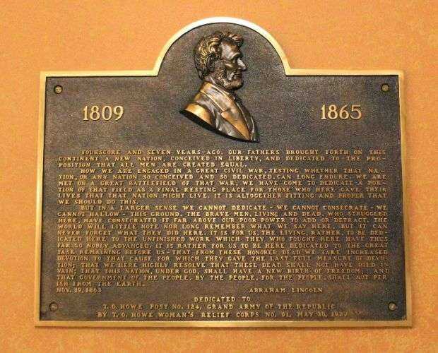 BROWN COUNTY LINCOLN’S GETTYSBURG ADDRESS MEMORIAL PLAQUE
