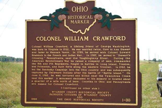 COLONEL WILLIAM CRAWFORD REVOLUTIONARY WAR MEMORIAL MARKER