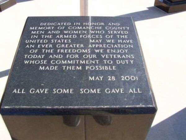 COMANCHE COUNTY VETERANS MEMORIAL FACE STONE