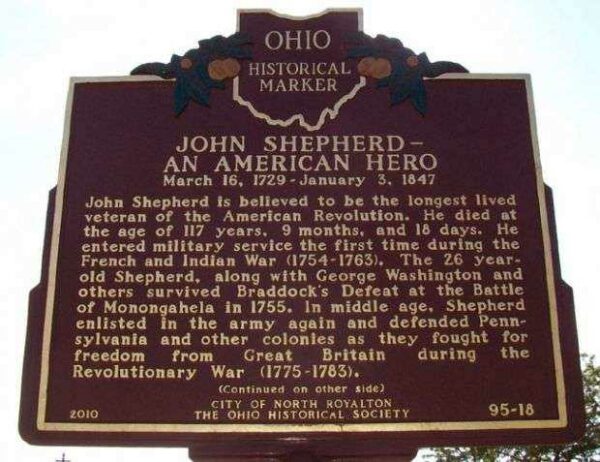 JOHN SHEPHERD REVOLUTIONARY SOLDIER MEMORIAL MARKER FRONT