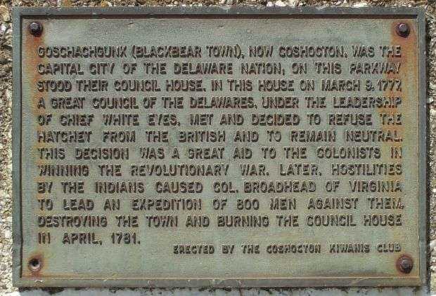 DELAWARE NATION REVOLUTIONARY WAR MEMORIAL PLAQUE