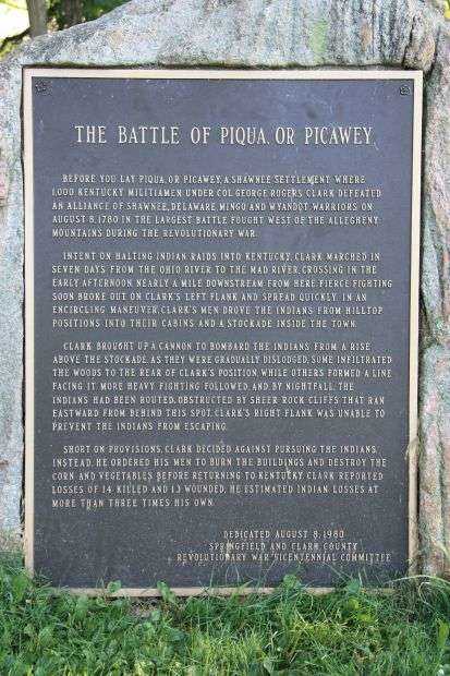 THE BATTLE OF PIQUA OR PICKAWEY WAR MEMORIAL