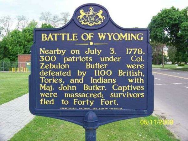BATTLE OF WYOMING REVOLUTIONARY WAR MEMORIAL MARKER