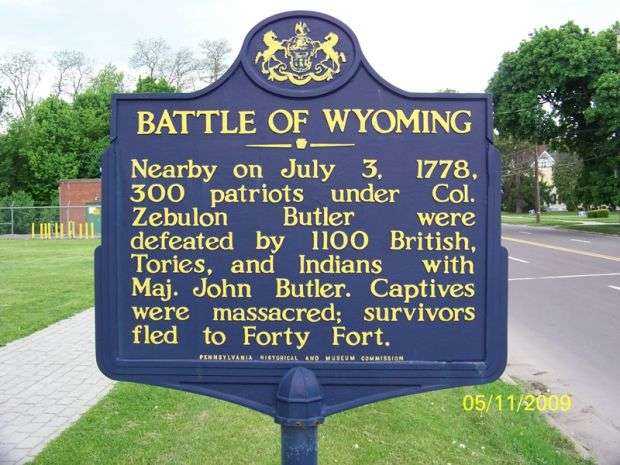 BATTLE OF WYOMING REVOLUTIONARY WAR MEMORIAL MARKER