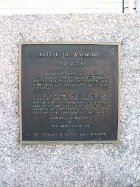 BATTLE OF WYOMING REVOLUTIONARY WAR MEMORIAL PLAQUE