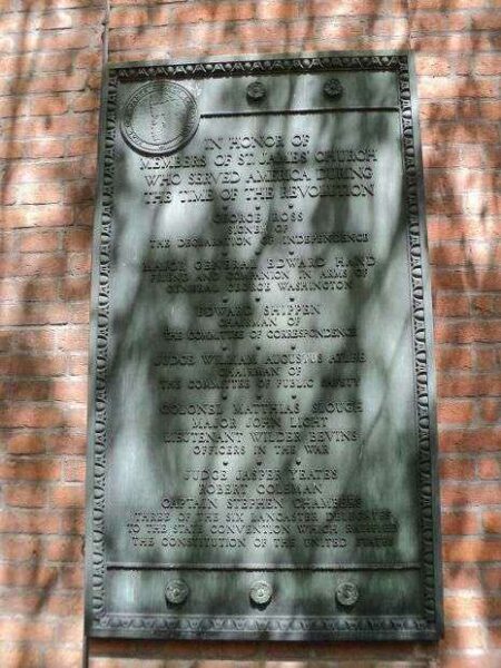 ST. JAMES CHURCH REVOLUTIONARY WAR MEMORIAL PLAQUE