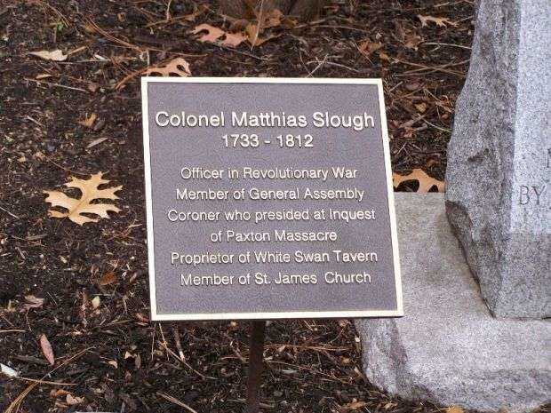 COLONEL MATTHIAS SLOUGH REVOLUTIONARY SOLDIER MEMORIAL PLAQUE