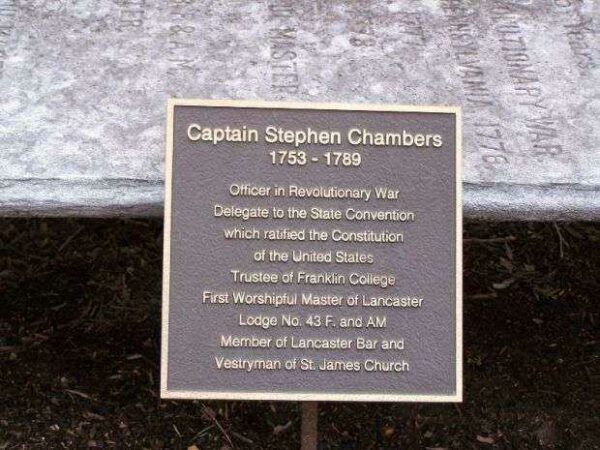 CAPTAIN STEPHEN CHAMBERS REVOLUTIONARY SOLDIER MEMORIAL PLAQUE