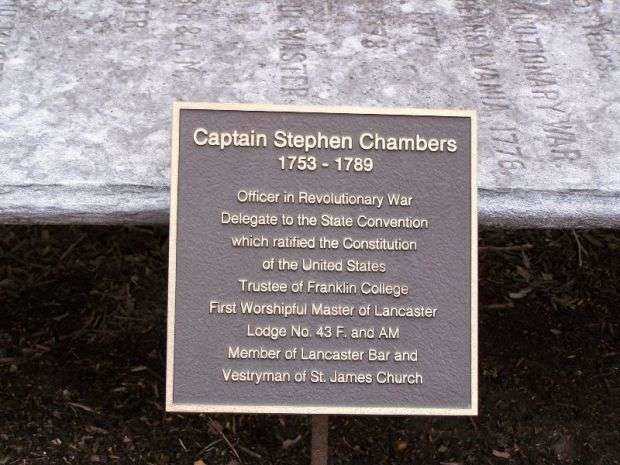 CAPTAIN STEPHEN CHAMBERS REVOLUTIONARY SOLDIER MEMORIAL PLAQUE