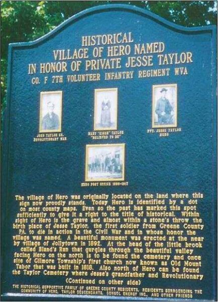 HISTORICAL VILLAGE OF HERO WAR MEMORIAL MARKER FRONT
