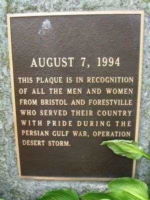 BRISTOL PERSIAN GULF WAR MEMORIAL PLAQUE