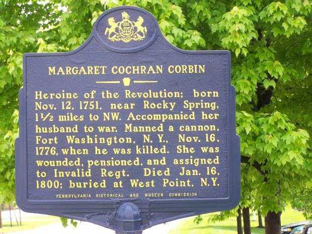 MARGARET COCHRAN CORBIN REVOLUTIONARY WAR MEMORIAL MARKER