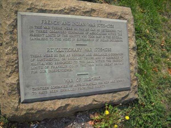 FRANKLIN COUNTY EARLY AMERICAN WARS MEMORIAL PLAQUE