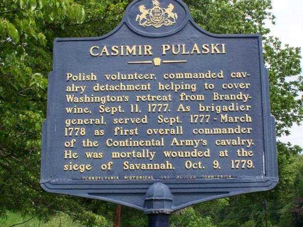 CASIMIR PULASKI REVOLUTIONARY WAR MEMORIAL MARKER