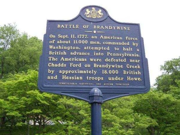 BATTLE OF BRANDYWINE REVOLUTIONARY WAR MEMORIAL MARKER V