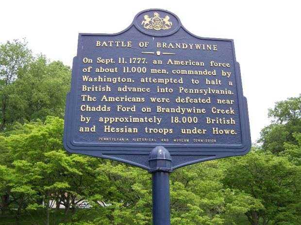 BATTLE OF BRANDYWINE REVOLUTIONARY WAR MEMORIAL MARKER V