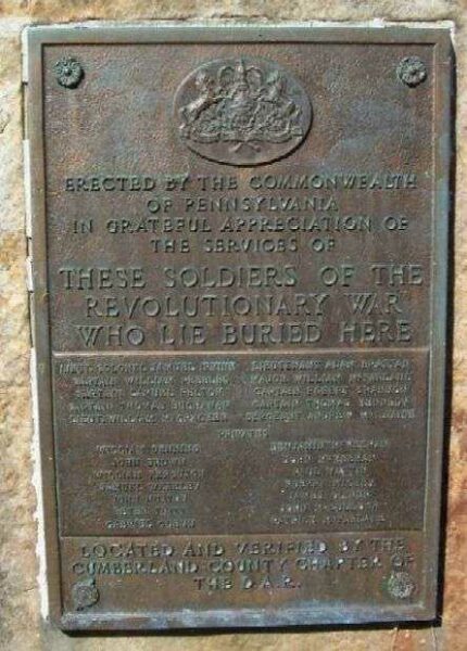 REVOLUTIONARY WAR SOLDIERS WHO LIE BURIED HERE MEMORIAL PLAQUE