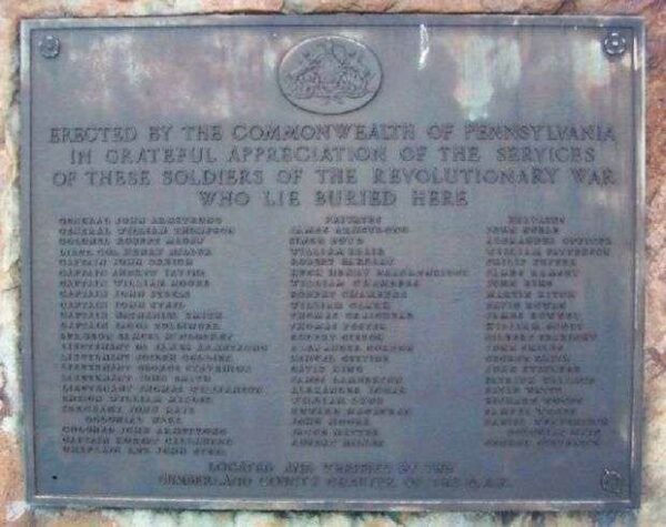 PENNSYLVANIA REVOLUTIONARY WAR SOLDIERS MEMORIAL PLAQUE