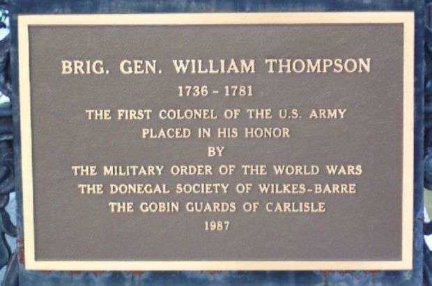 BRIG. GEN. WILLIAM THOMPSON REVOLUTIONARY WARE MEMORIAL PLAQUE