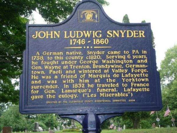 JOHN LUDWIG SNYDER REVOLUTIONARY SOLDIER MEMORIAL MARKER