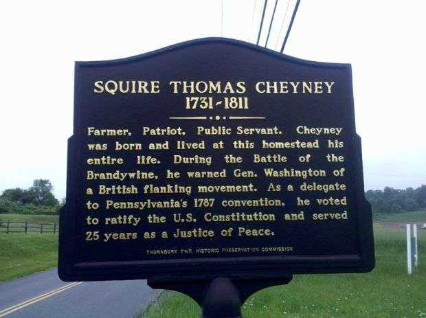 SQUIRE THOMAS CHEYNEY REVOLUTIONARY WAR MEMORIAL MARKER