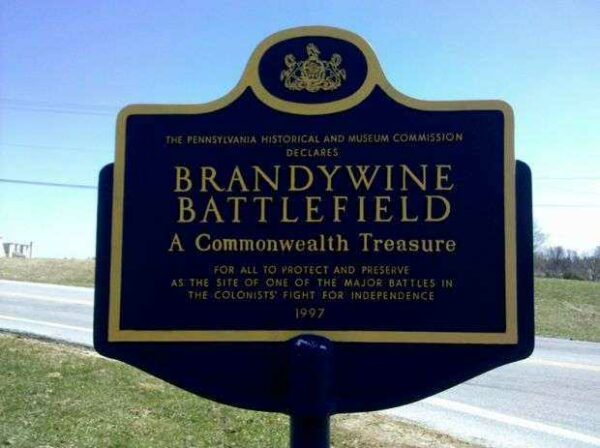 BRANDYWINE BATTLEFIELD REVOLUTIONARY WAR MEMORIAL MARKER