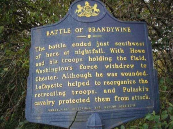 BATTLE OF BRANDYWINE REVOLUTIONARY WAR MEMORIAL MARKER I