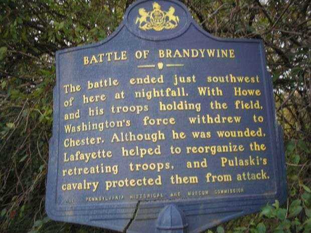 BATTLE OF BRANDYWINE REVOLUTIONARY WAR MEMORIAL MARKER I