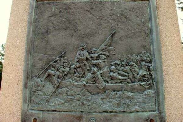 COMMEMORATING THE CROSSING OF THE DELAWARE WAR MEMORIAL BAS-RELIEF