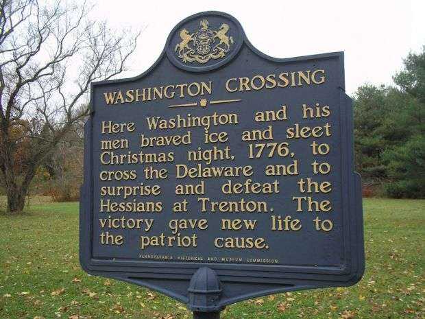 WASHINGTON CROSSING REVOLUTIONARY WAR MEMORIAL MARKER
