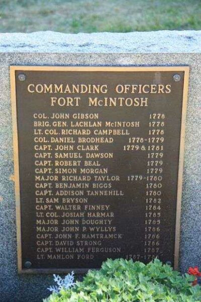 COMMANDING OFFICERS FORT MCINTOSH REVOLUTIONARY WAR MEMORIAL