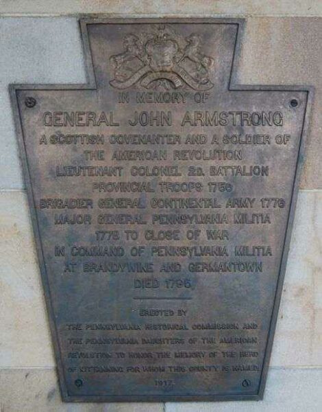 GENERAL JOHN ARMSTRONG REVOLUTIONARY WAR MEMORIAL PLAQUE