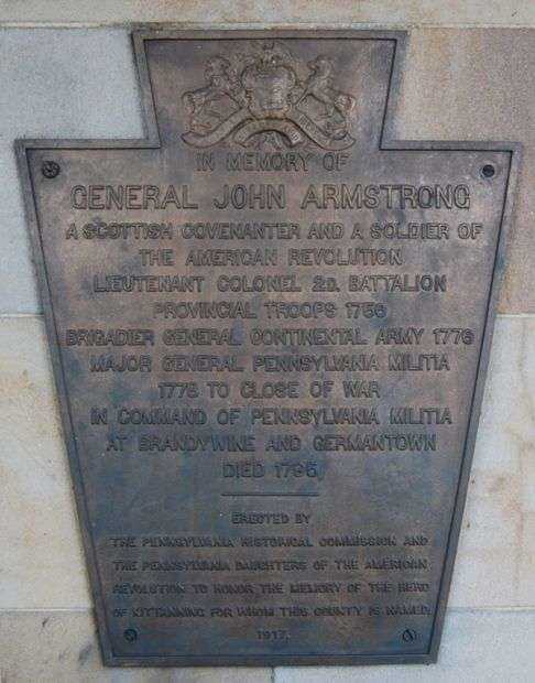 GENERAL JOHN ARMSTRONG REVOLUTIONARY WAR MEMORIAL PLAQUE