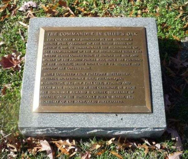 THE COMMANDER IN CHIEF’S OAK MEMORIAL TREE PLAQUE