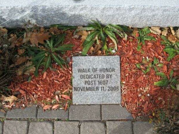 WALK OF HONOR DEDICATED BY POST 1607