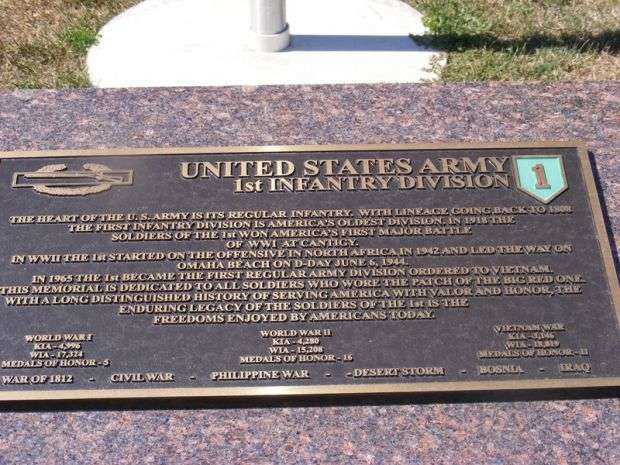 UNITED STATES ARMY 1ST INFANTRY DIVISION MEMORIAL PLAQUE